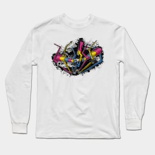 Grunge Graffiti Pansexual Lightning and Arrows Long Sleeve T-Shirt